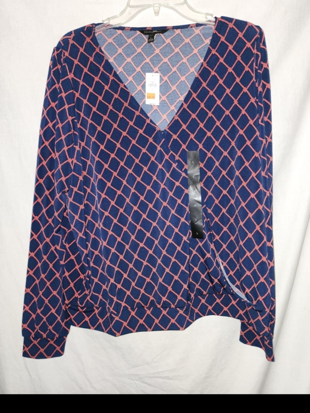 Banana republic womens size large navy blue rope print top